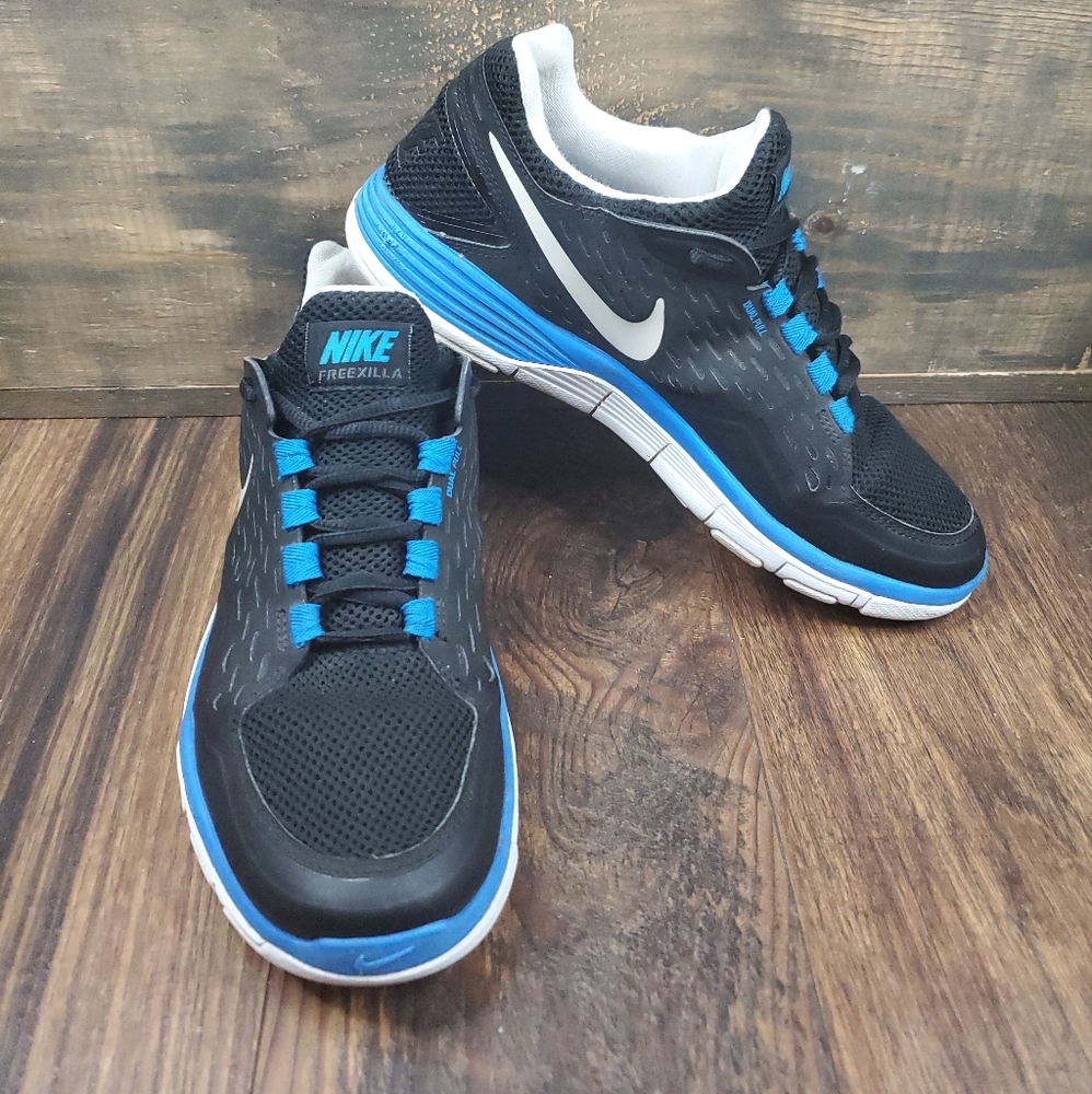 Nike Free Xilla Black Blue Mesh Training Sneaker Shoes 454161-004 Mens Sz 8.5